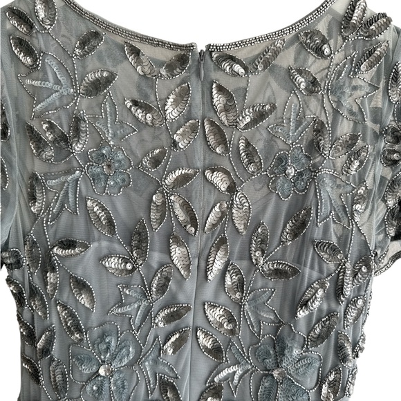 Adrianna Papell Embellished Maxi Dress, EUC, Size 12, Color-Light Blue w/ Silver - Picture 4 of 8